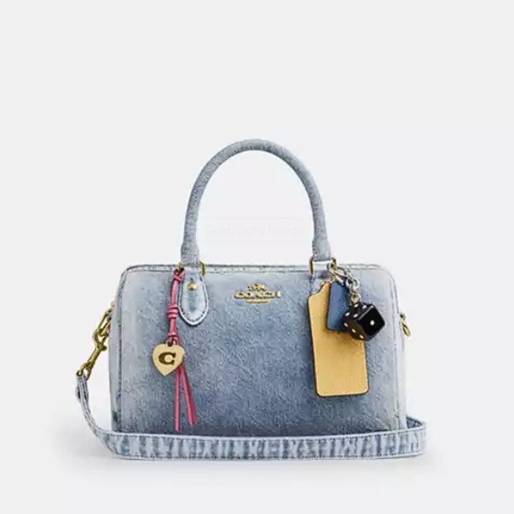 NWT - Rowan Satchel Bag In Loved Denim With Charms